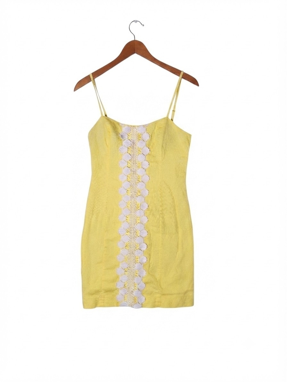 Lilly Pulitzer Yellow Textured Lace-Trim Spaghetti Strap Mini Dress Size 6